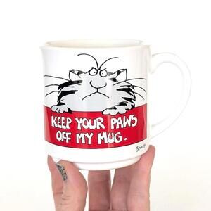 1980s Vintage Sandra Boynton Cat Coffee Mug - Keep Your Paws Off My Mug